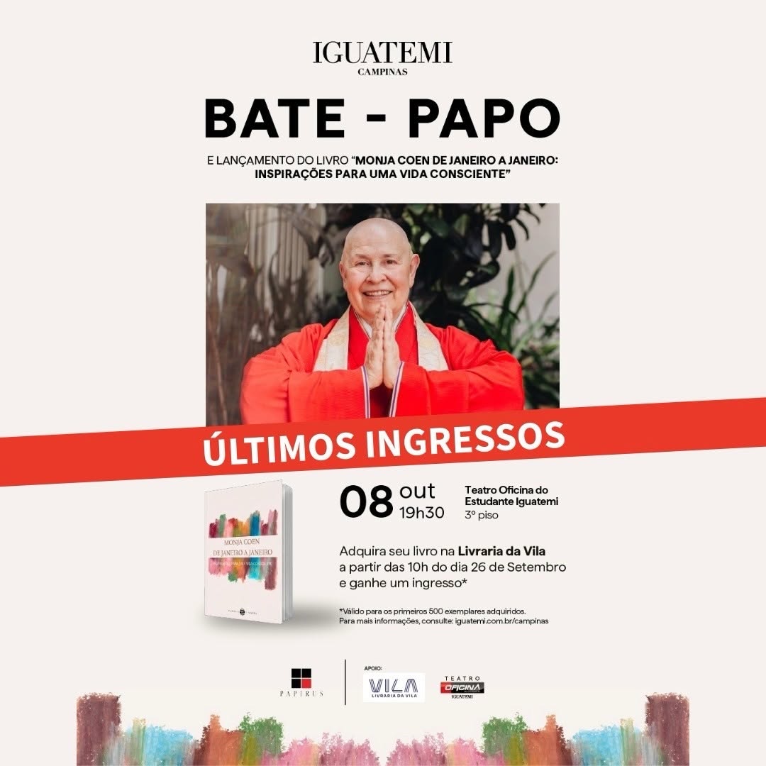 Bate-papo e Lançamento do livro "Monja Coen de Janeiro a Janeiro"