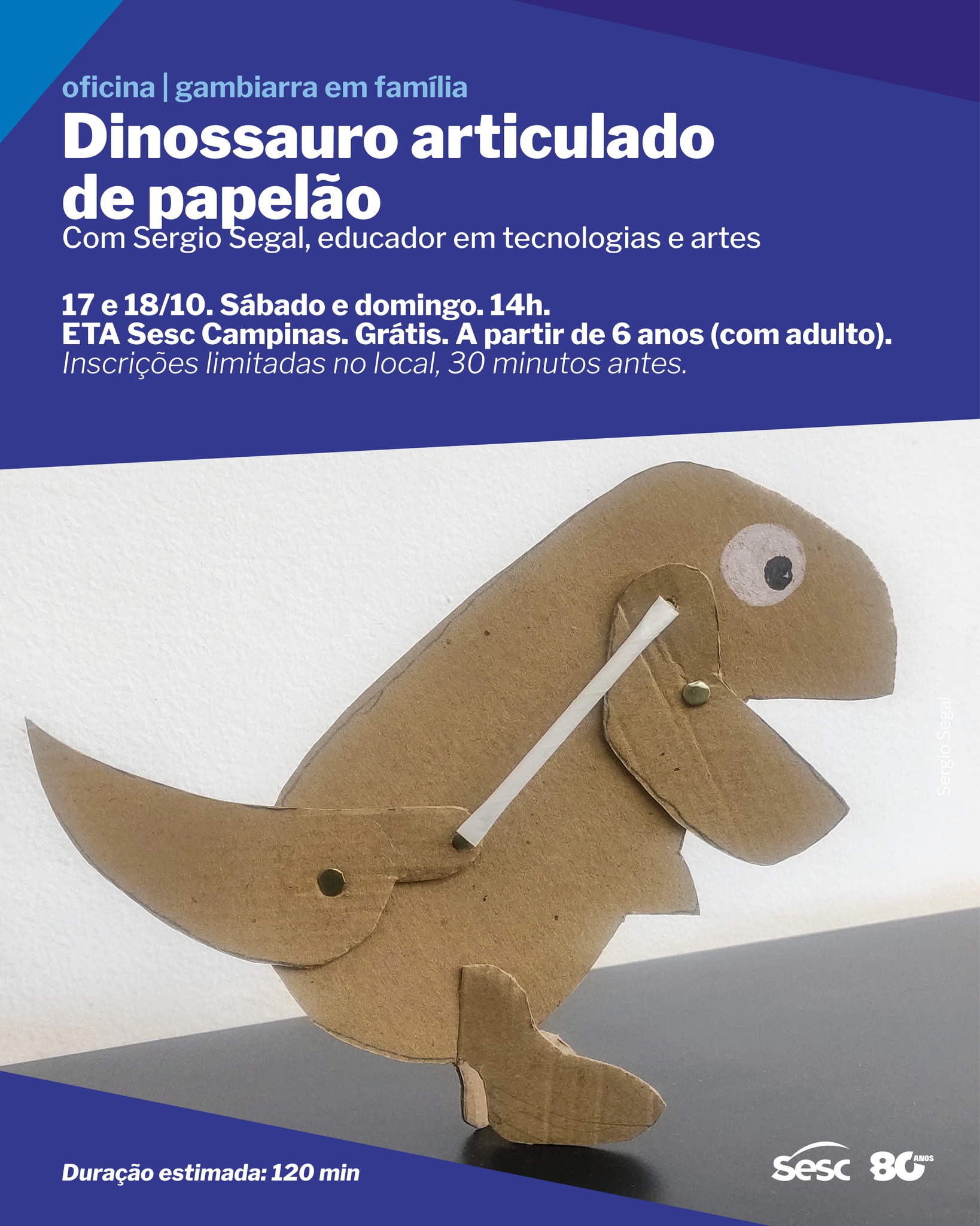 Oficina | Gambiarra em Família: Dinossauro articulado de papelão